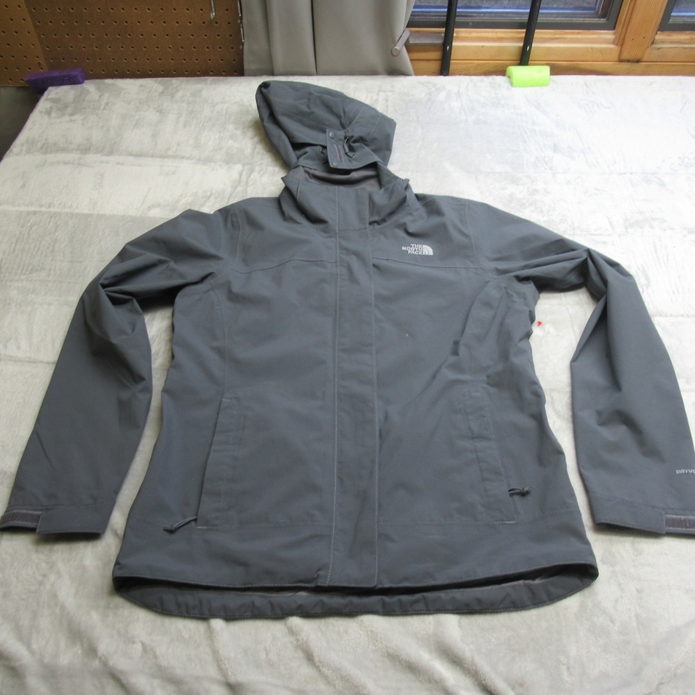 North Face Carto Jacket Women Medium Gray Hood Waterproof Triclimate Wind Hiking